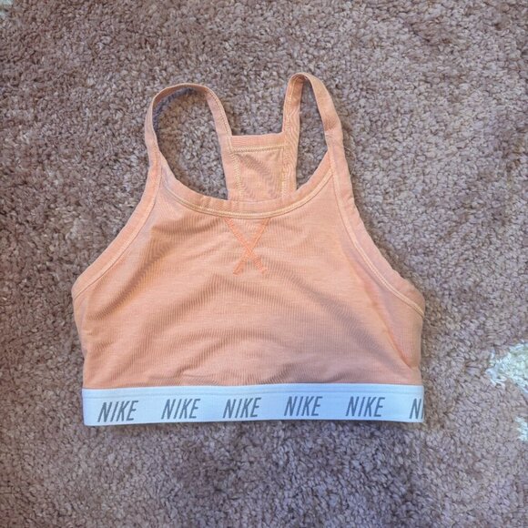 Nike Women's Swoosh Dri-Fit Soft Tee Sports Bra Light Coral/Orange Size Small - Picture 2 of 5